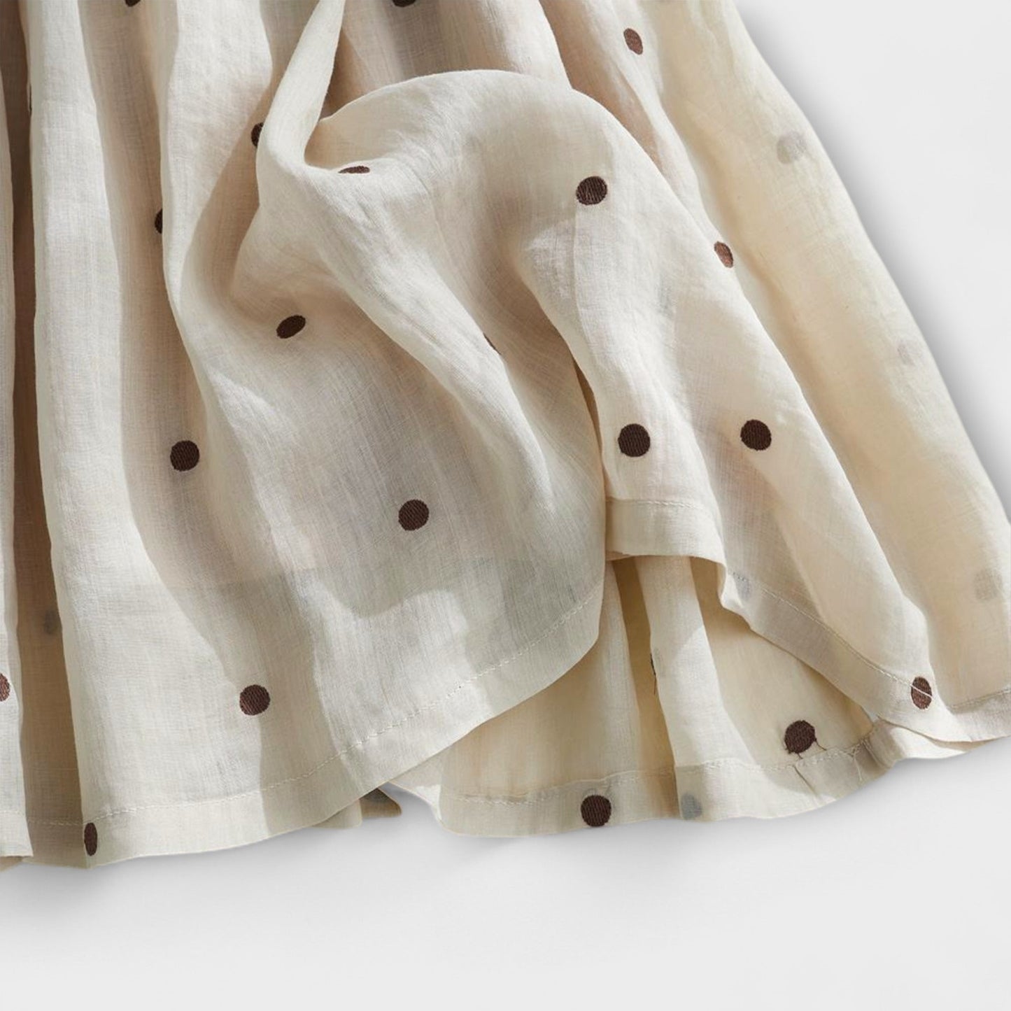 Falda maxi con lunares en mezcla de lino y algodón