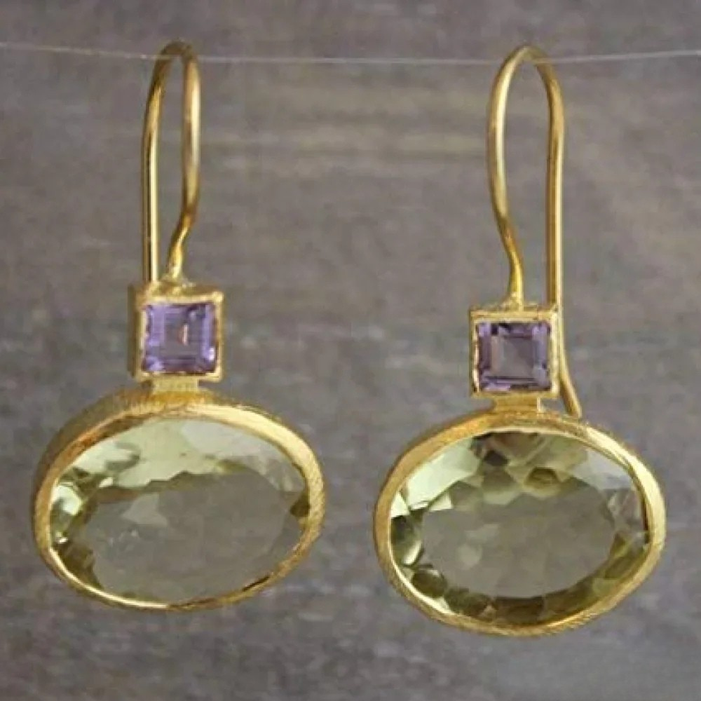 Pendientes retro verdes de alta calidad