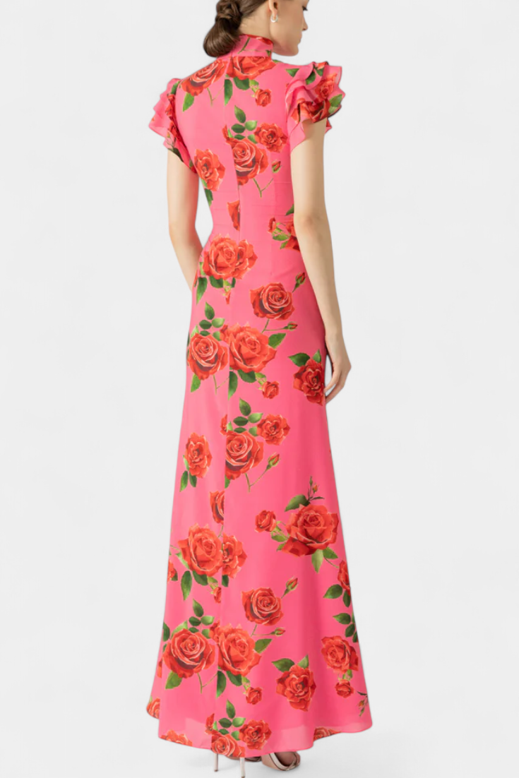 Vestido elegante Maiora con estampado de rosas