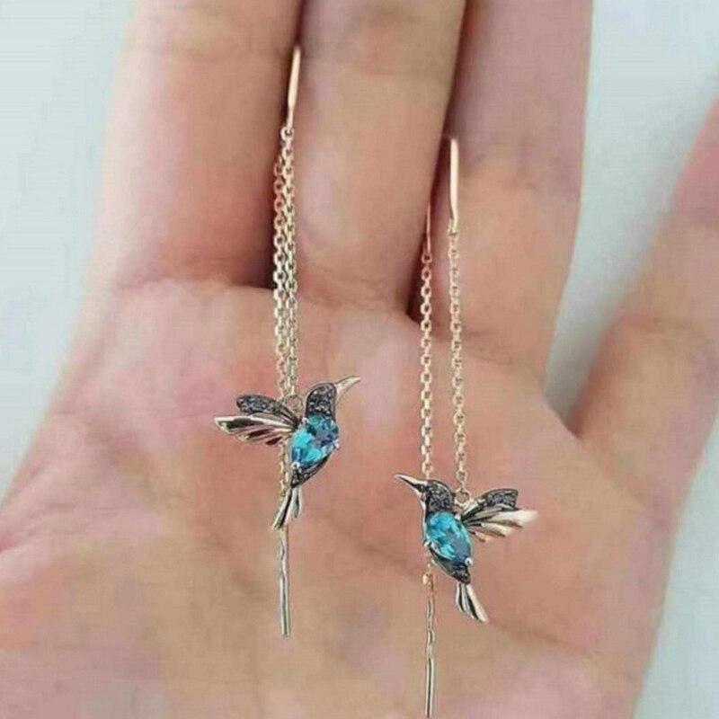 Joyería colibrí con esmalte y circonitas