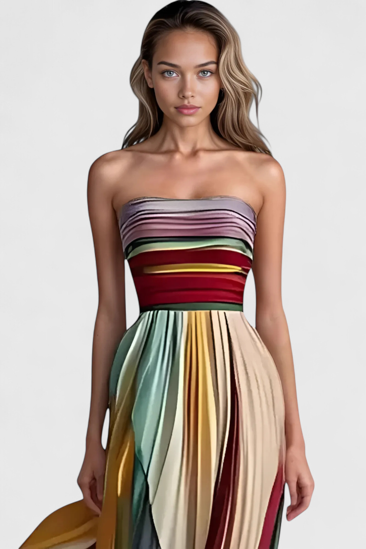 Vestido largo Leticia con caída suave y diseño natural