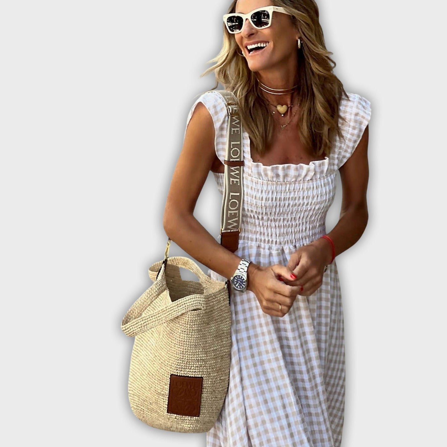 Vestido maxi con estampado de lunares y mangas sueltas