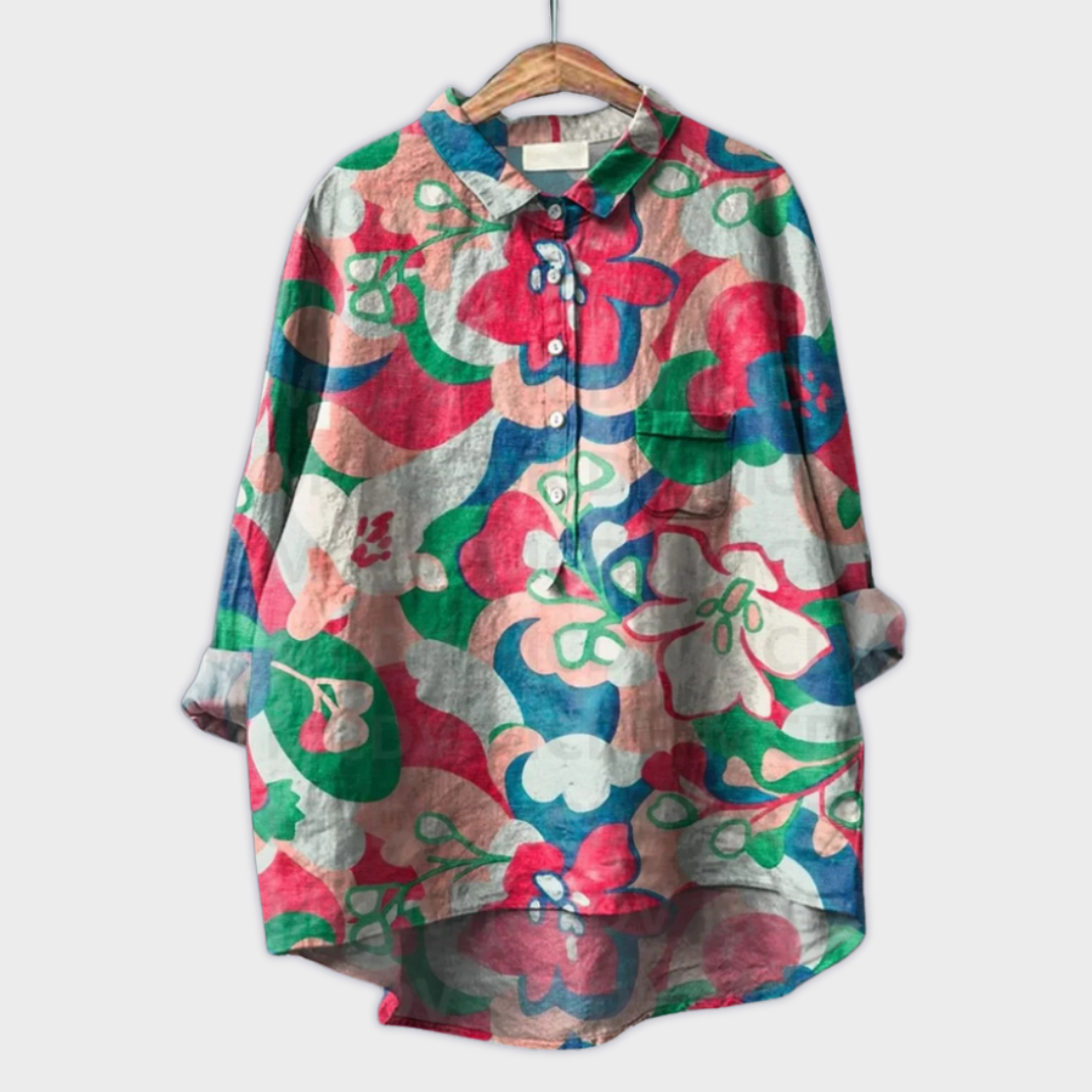 Camisa para mujer hecha a mano con diseño floral