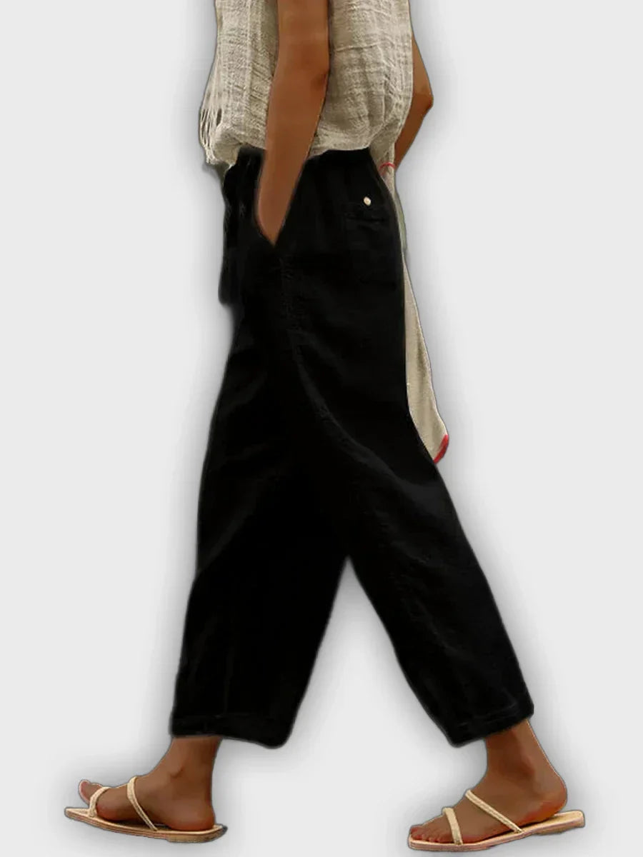 Pantalones cómodos de algodón puro con diseño elegante