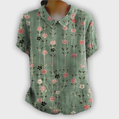 Camisa de lino floral para mujer