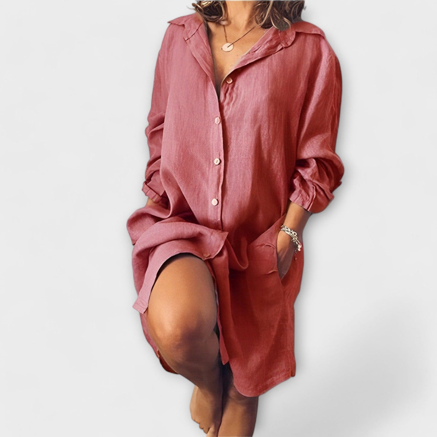 Camisa de lino casual para mujer elegante y cómoda