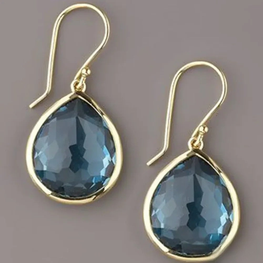 Pendientes retro de gota azul