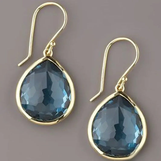 Pendientes retro de gota azul
