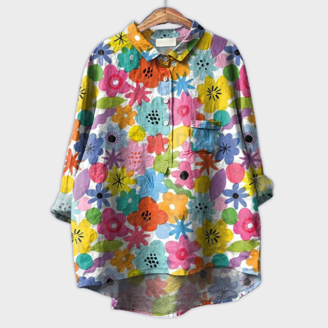Camisa para mujer hecha a mano con diseño floral