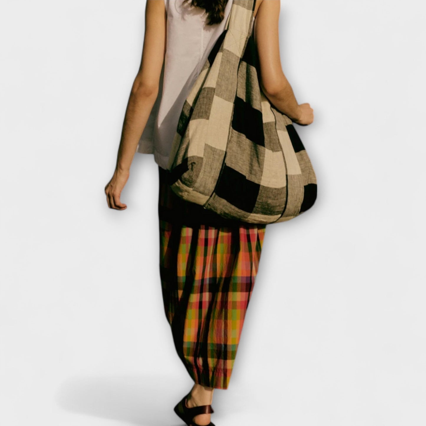 Falda plisada de rayas multicolor