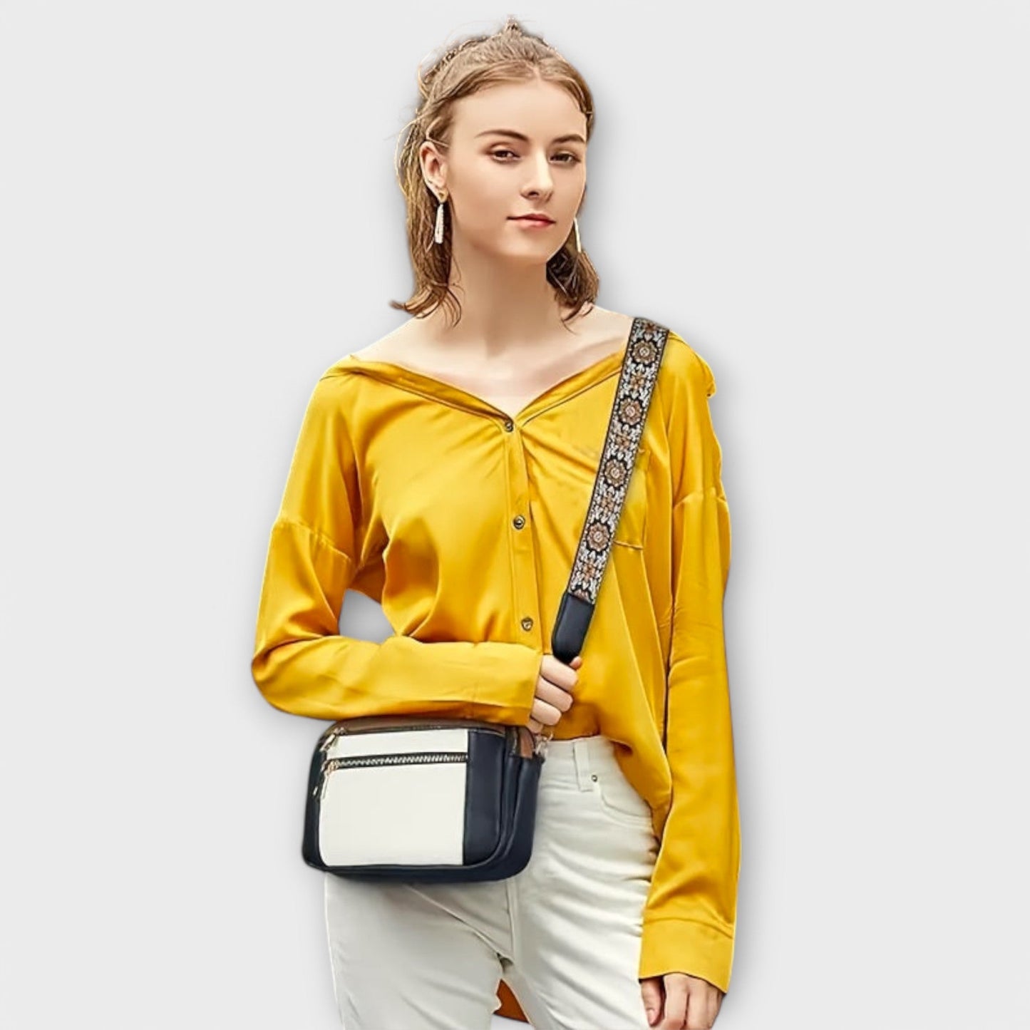Bolso de mano Laura retro de cuero vegetal para mujer