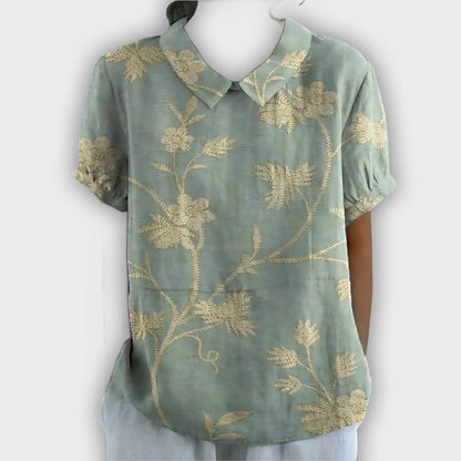 Camisa de lino floral para mujer