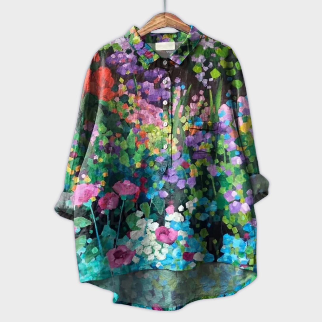 Camisa para mujer hecha a mano con diseño floral