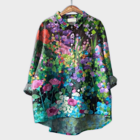 Camisa para mujer hecha a mano con diseño floral