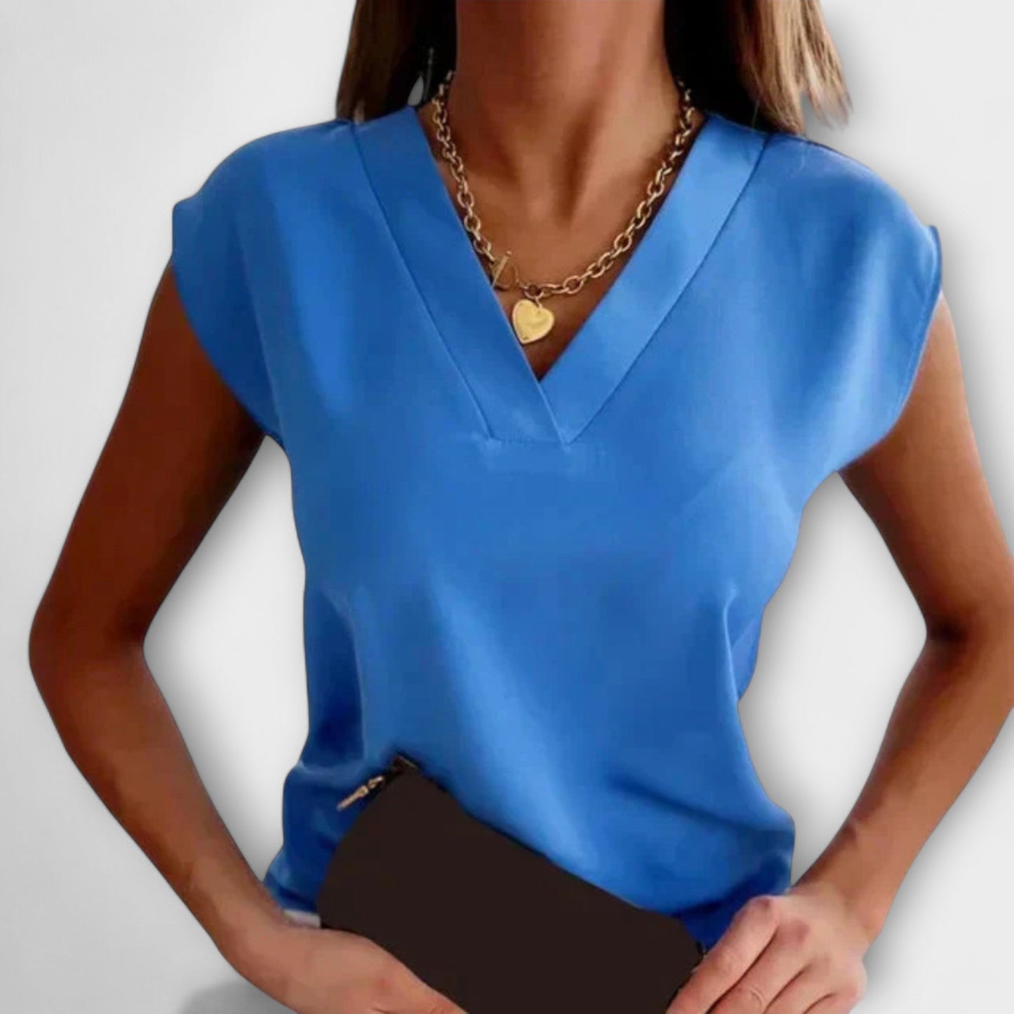 Camiseta de verano para mujer con cuello en V y corte holgado