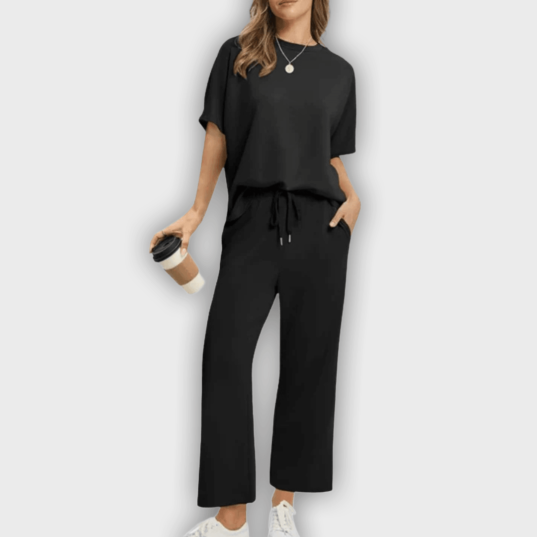 Conjunto de top y pantalones cómodos para mujer elegante y relajante