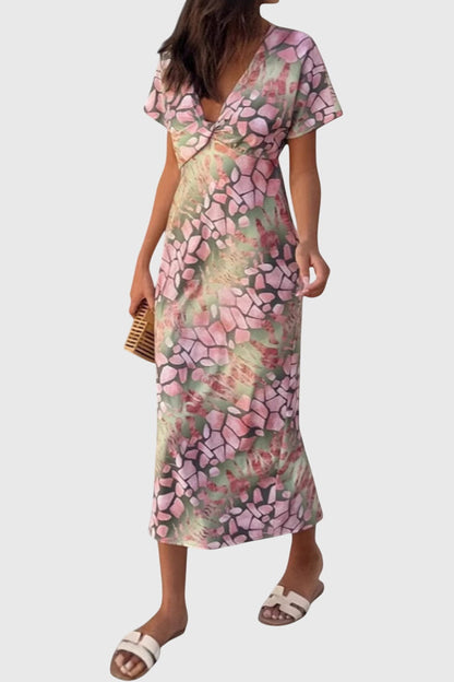 Vestidos con estampado abstracto y escote en V