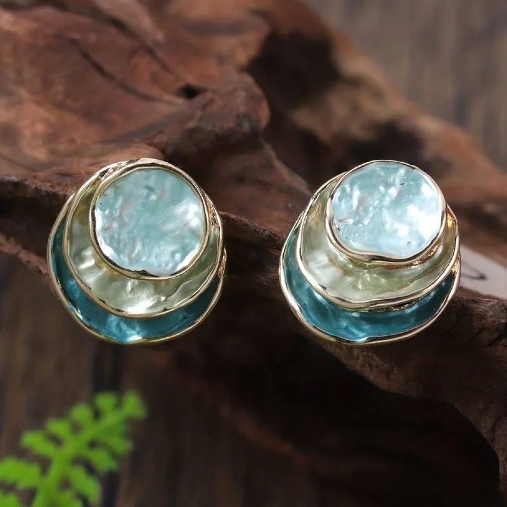 Pendientes Laura redondeados hechos a mano joyería de lujo y en capas