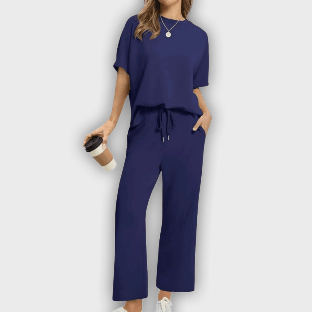 Conjunto de top y pantalones cómodos para mujer elegante y relajante