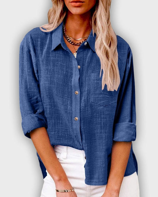 Camiseta de lycra para mujer manga larga azul oscuro