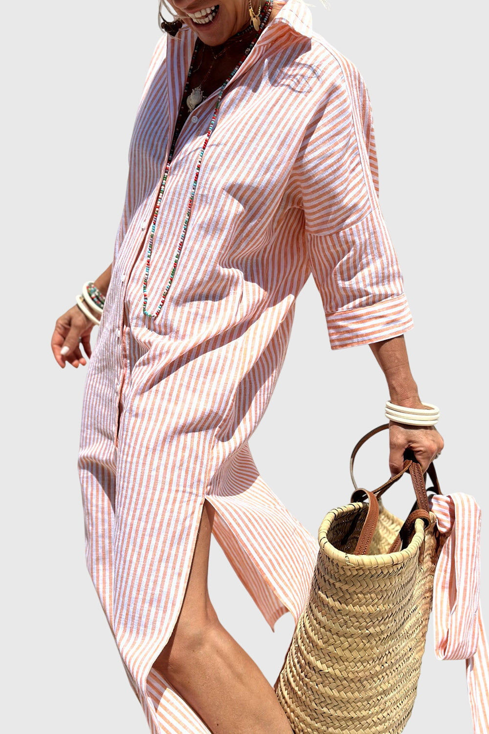 Vestidos camiseros elegantes a rayas