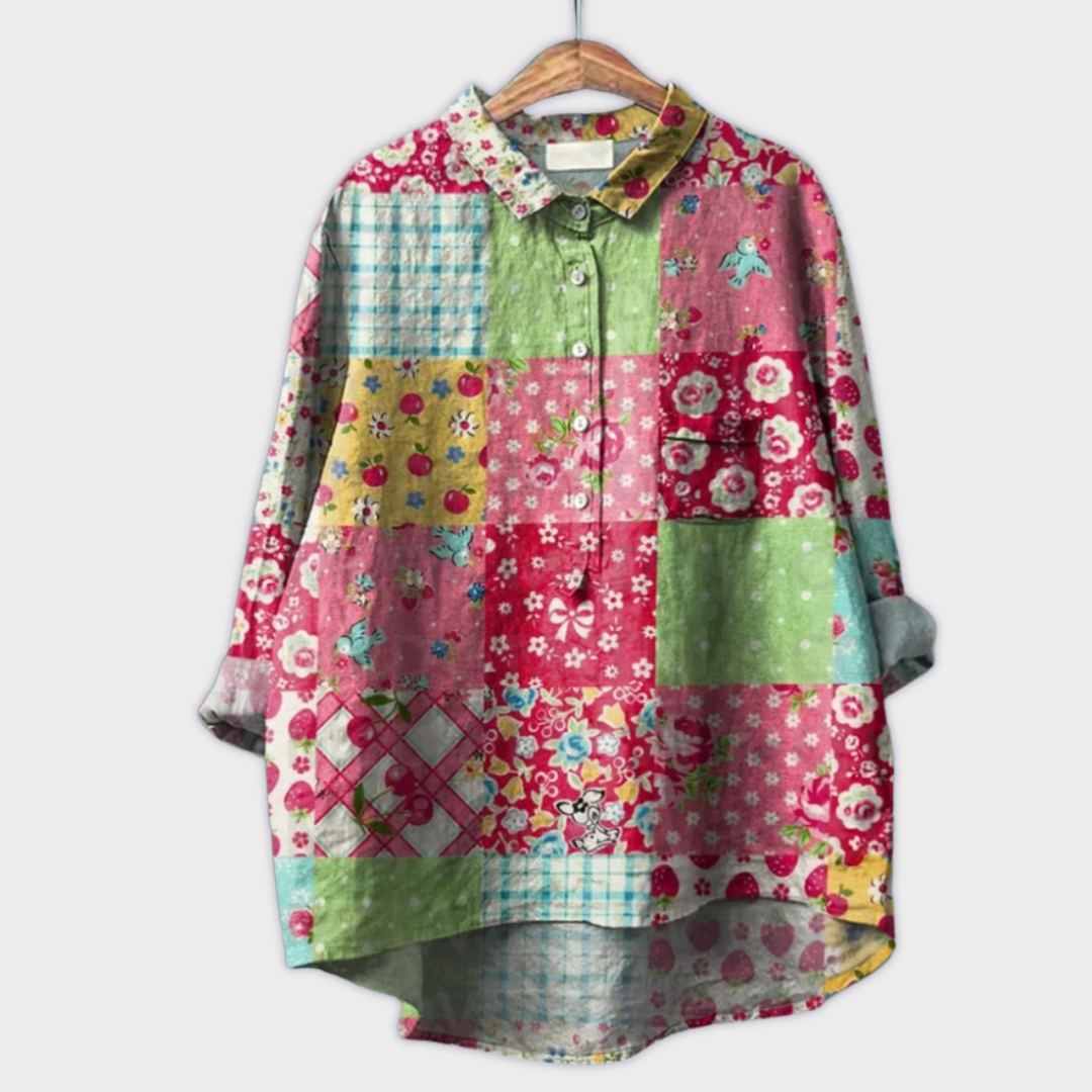 Camisa para mujer hecha a mano con diseño floral