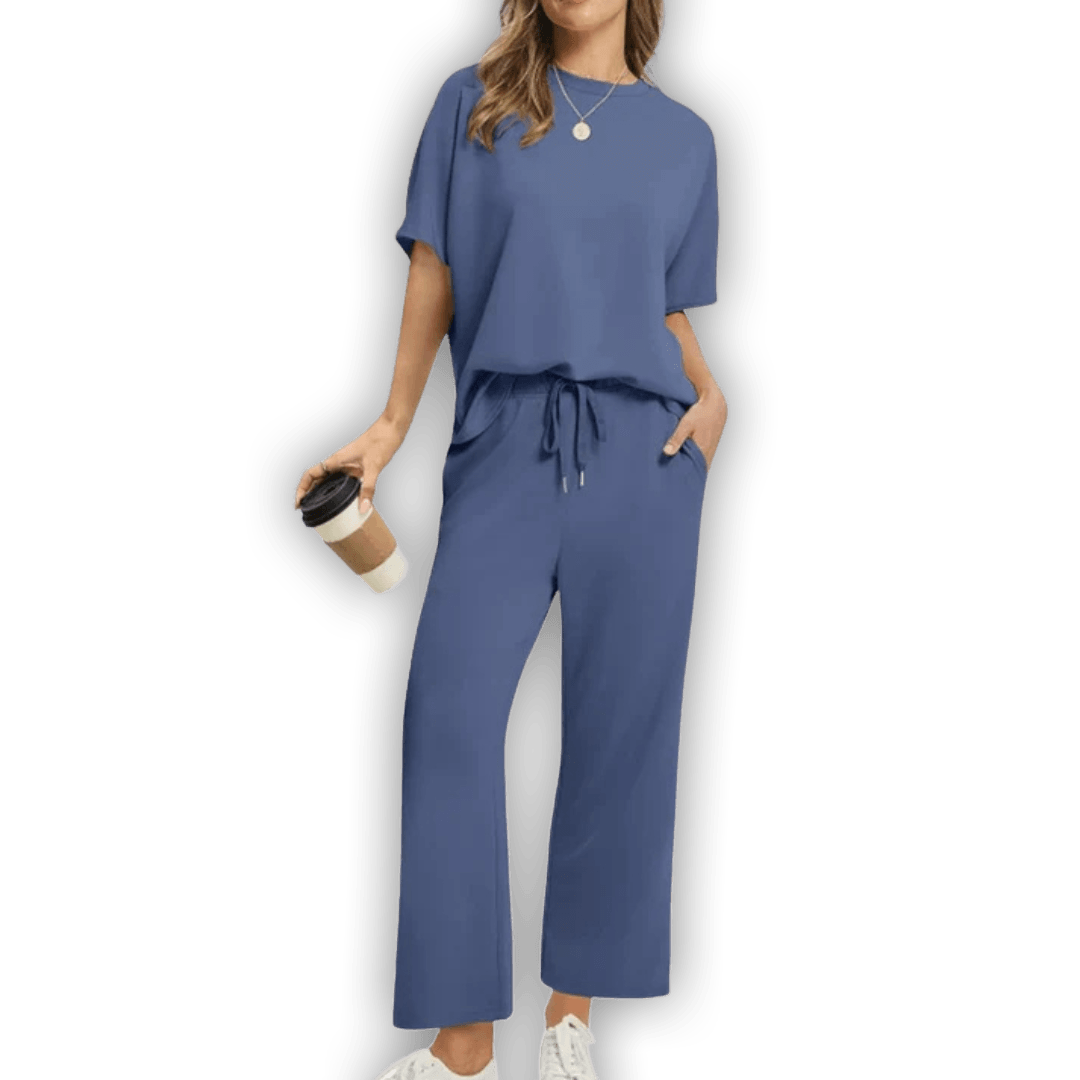 Conjunto de top y pantalones cómodos para mujer elegante y relajante