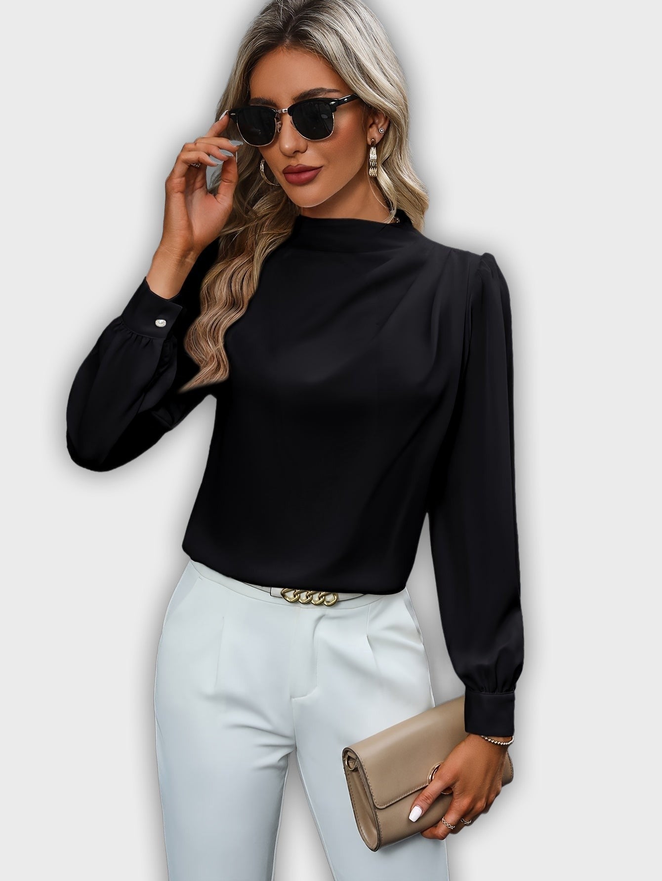 Camisa elegante de cuello alto