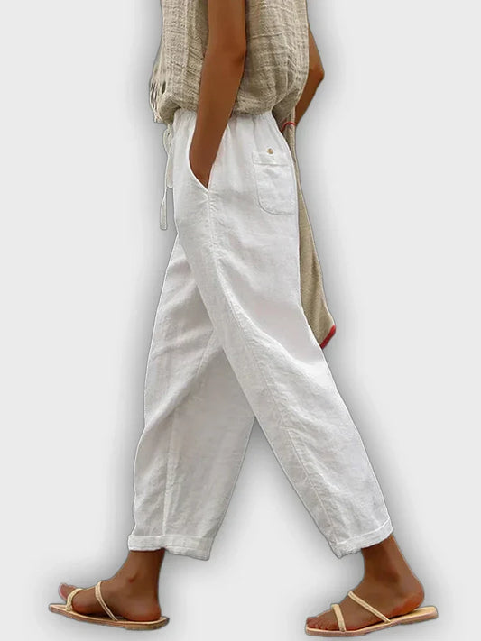 Pantalones cómodos de algodón puro con diseño elegante