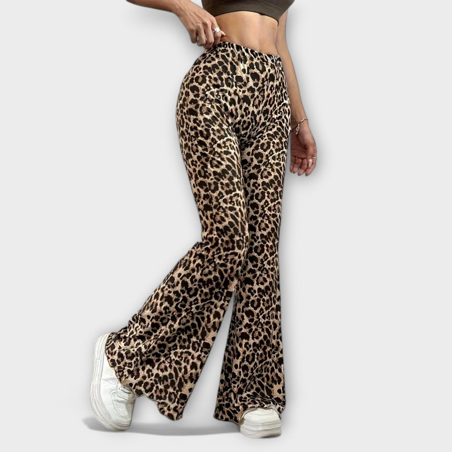 Pantalones bootcut de cintura alta con estampado de tigre