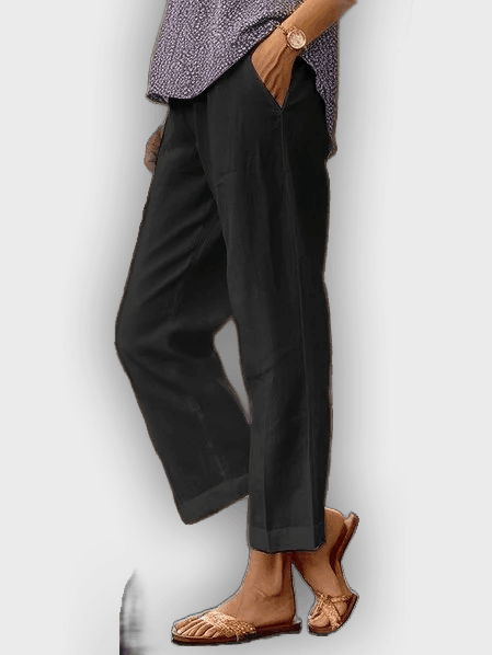 Pantalones de algodón y lino cómodos transpirables con ajuste holgado