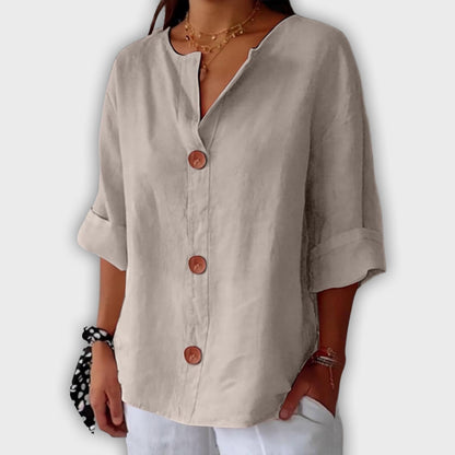 Camisa de lino suelta y elegante para el verano