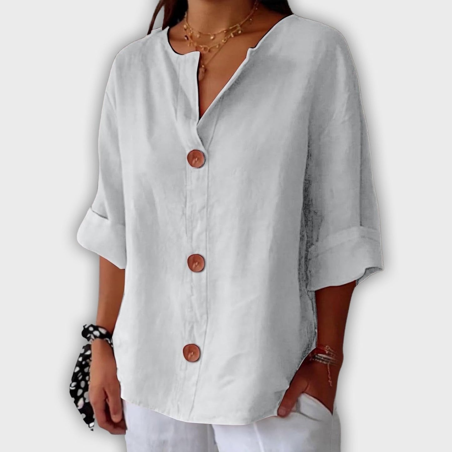 Camisa de lino suelta y elegante para el verano