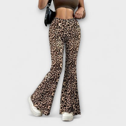 Pantalones bootcut de cintura alta con estampado de tigre