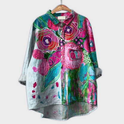 Camisa para mujer hecha a mano con diseño floral