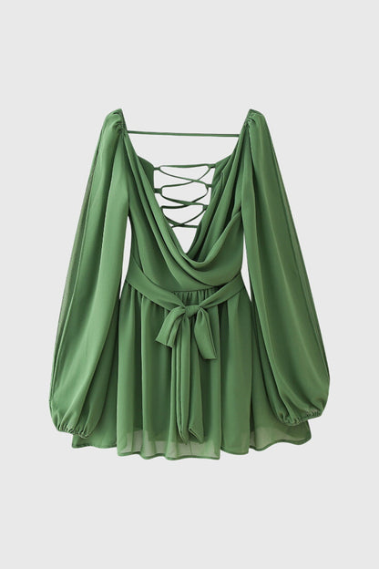 Vestidos mini con escote en V y mangas ligeras