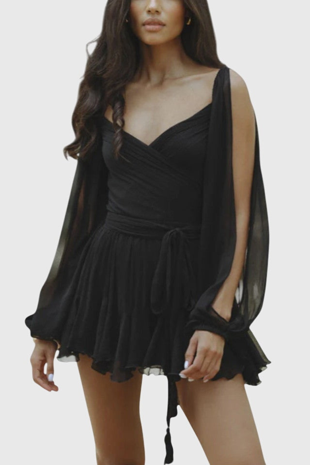 Vestidos mini con escote en V y mangas ligeras