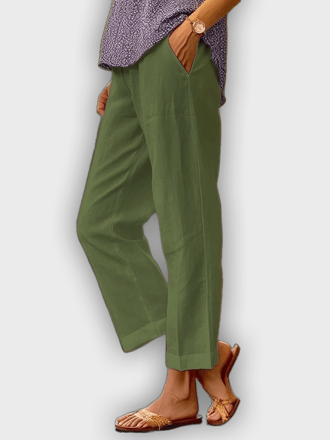 Pantalones de algodón y lino cómodos transpirables con ajuste holgado