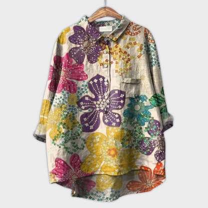 Camisa para mujer hecha a mano con diseño floral