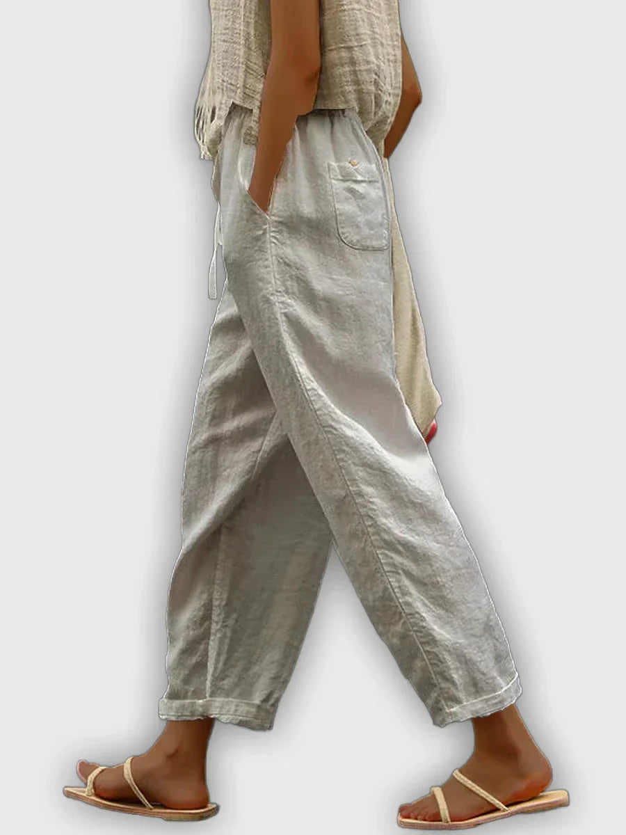 Pantalones cómodos de algodón puro con diseño elegante