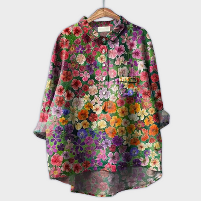 Camisa para mujer hecha a mano con diseño floral