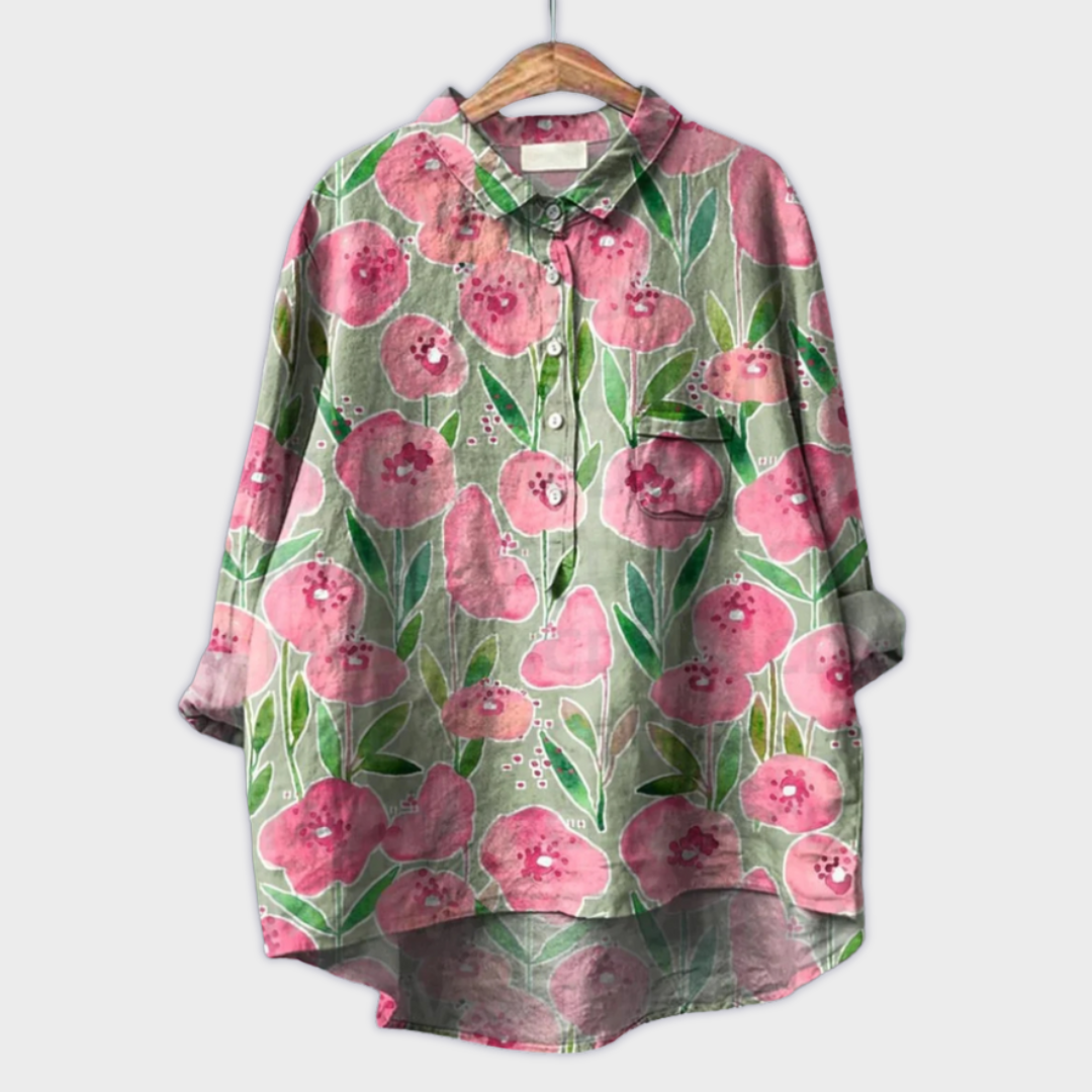 Camisa para mujer hecha a mano con diseño floral