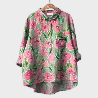 Camisa para mujer hecha a mano con diseño floral