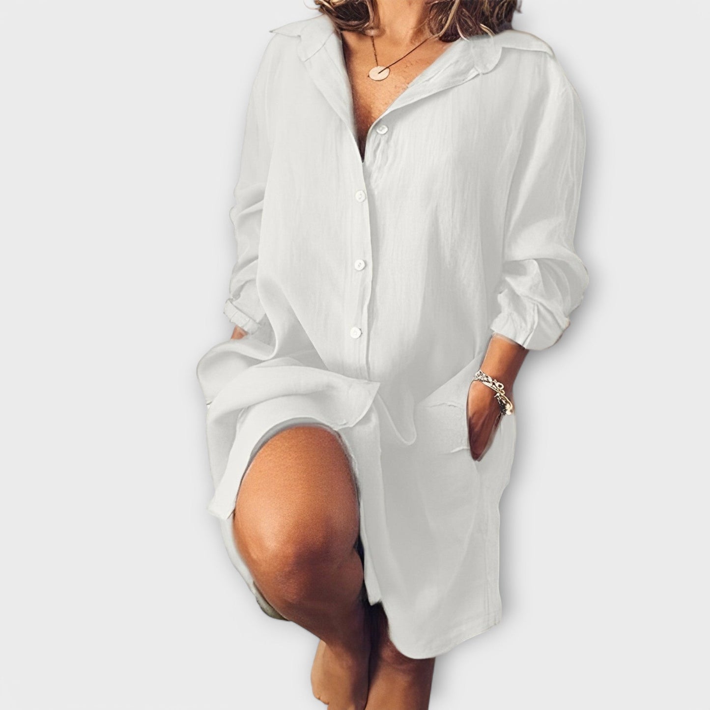 Camisa de lino casual para mujer elegante y cómoda