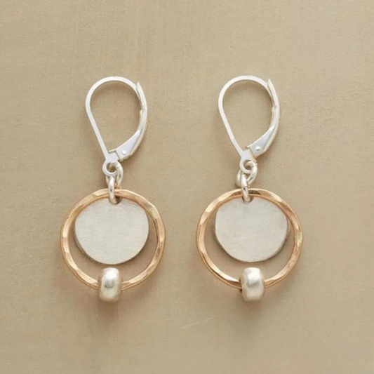 Pendientes vintage de perlas con revestimiento de oro y plata