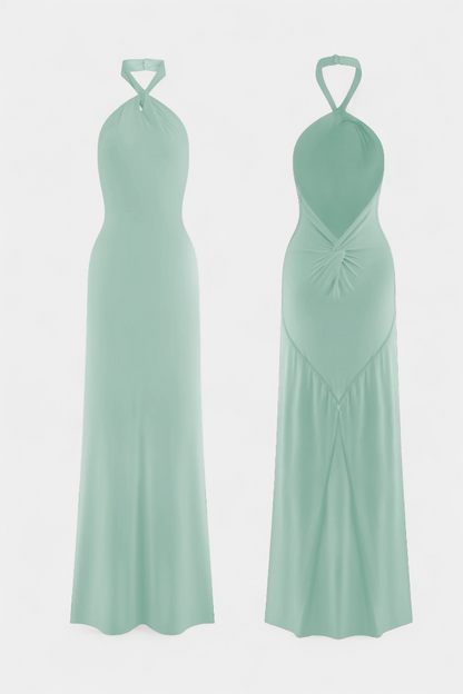 Vestidos Trinity con cuello halter adecuados para curvas y espalda descubierta