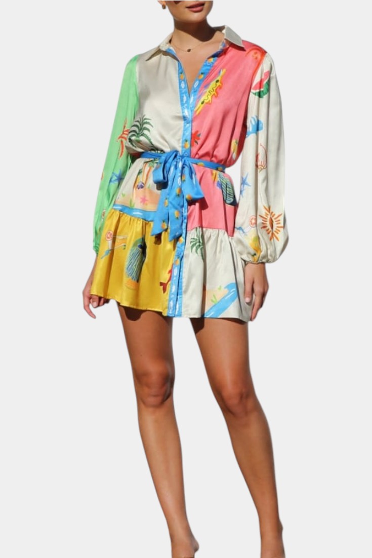 Vestido mini estampado colorido Fallon