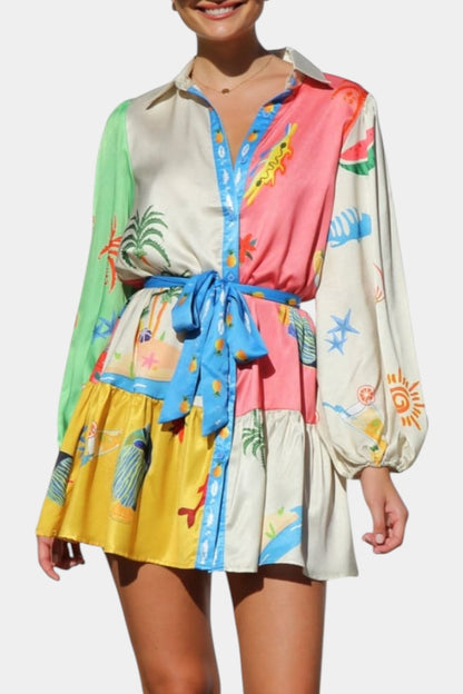 Vestido mini estampado colorido Fallon