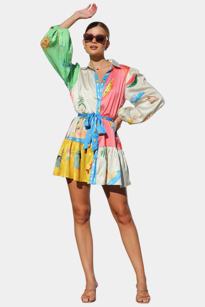 Vestido mini estampado colorido Fallon