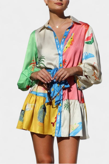 Vestido mini estampado colorido Fallon